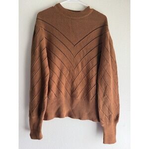 Express Ribbed Ballon Sleeve Sweater Deep Henna Rusted Red Brown Sz XL